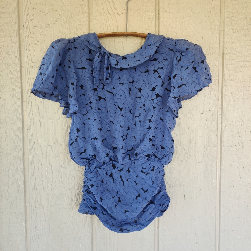 Anthropologie Silk Feminine Floral Blouse